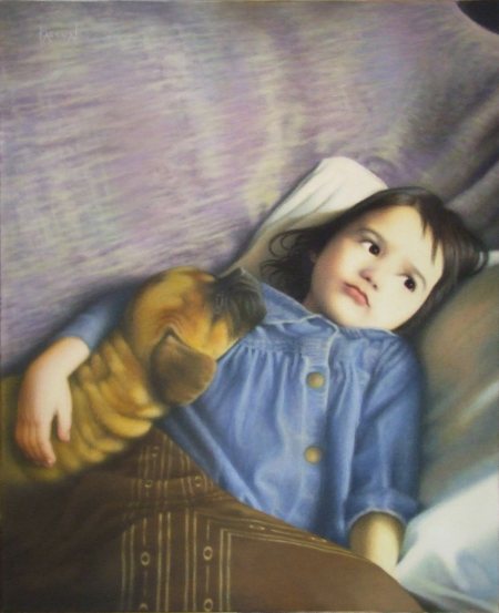 CESAR PASCUAL - NIÑA CON PERRO CESAR PASCUAL - NIÑA CON PERRO