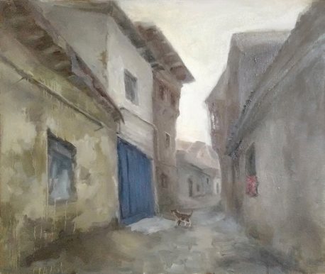 The street in Makhachkala (Dagestan) An old small street in the center of Makhachkala. Oil, canvas 50x60